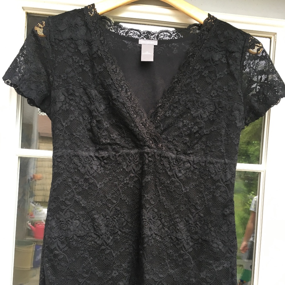 Ann Taylor Black Lace Top Sz M